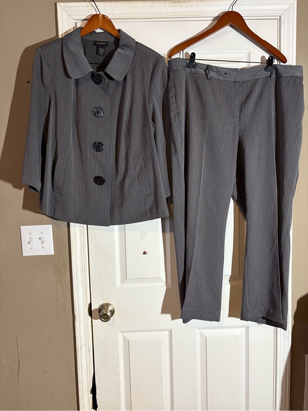 Nine West Gray Pinstripe Women's Pant Suit - Jacket & Pants